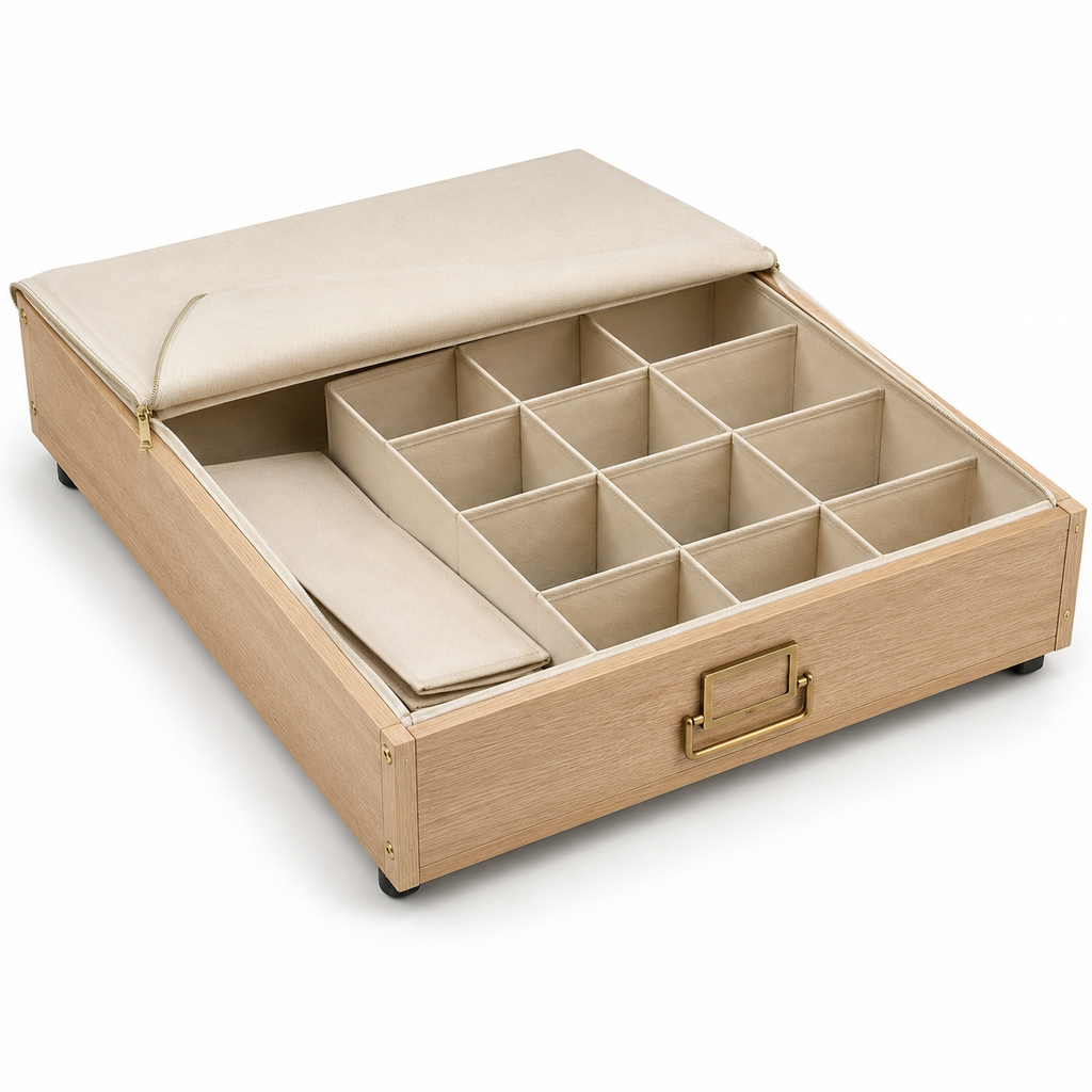 Fold-Grid Under-Bed Rolling Drawer