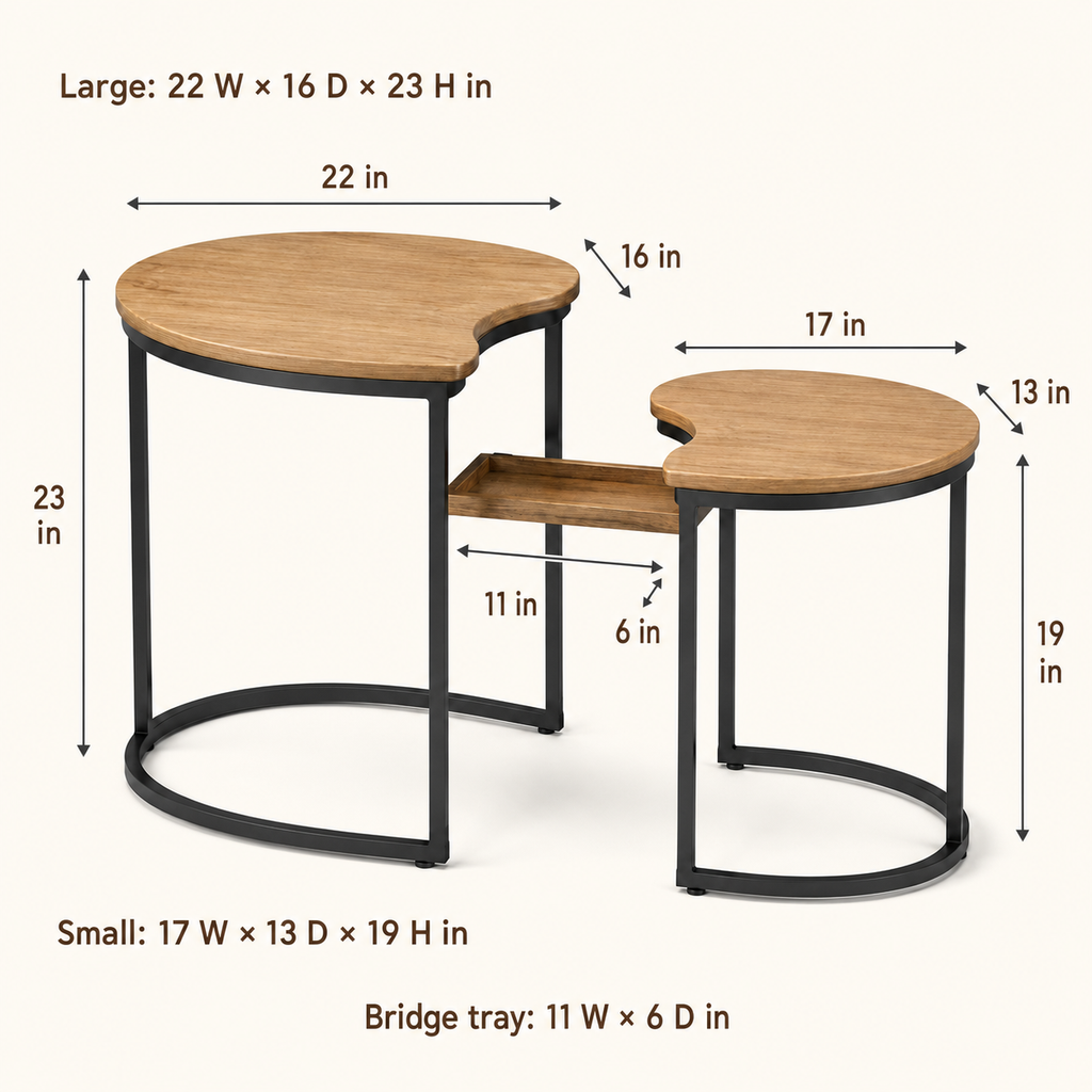 Bridge-Top Nesting Side Table Set