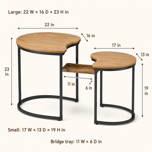 Bridge-Top Nesting Side Table Set