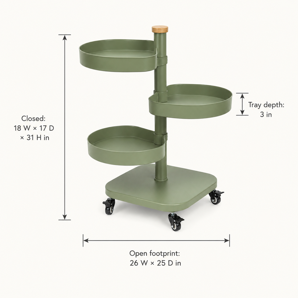 Petal-Pivot 3-Tier Rolling Cart