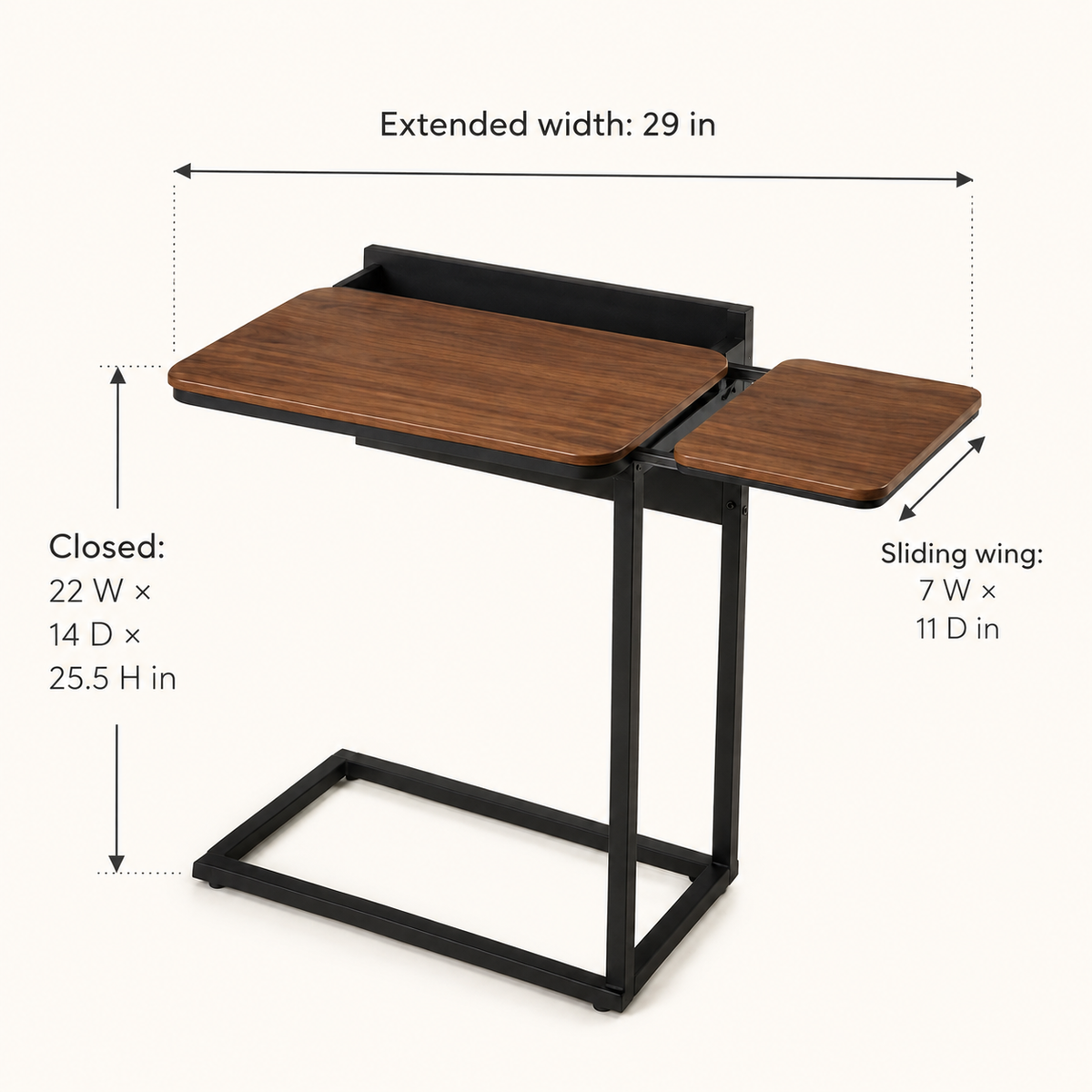 Rail-Pocket Sofa Side Table