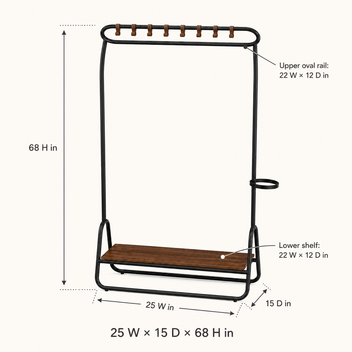 Loop-Rail Freestanding Coat Rack