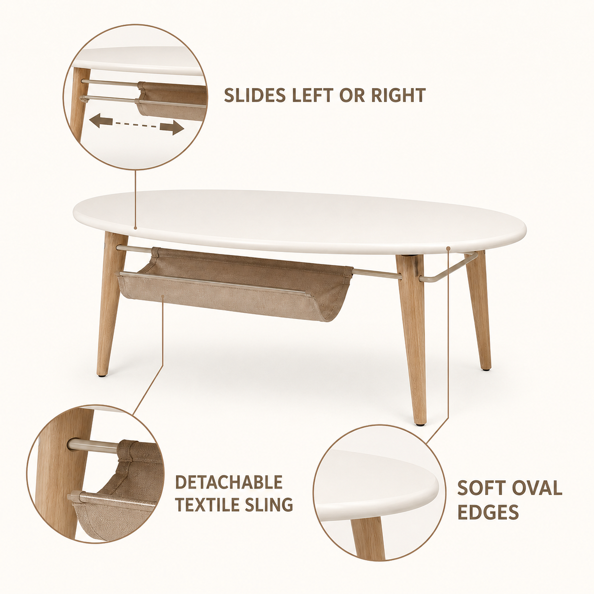 Drift-Sling Oval Coffee Table