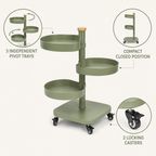 Petal-Pivot 3-Tier Rolling Cart
