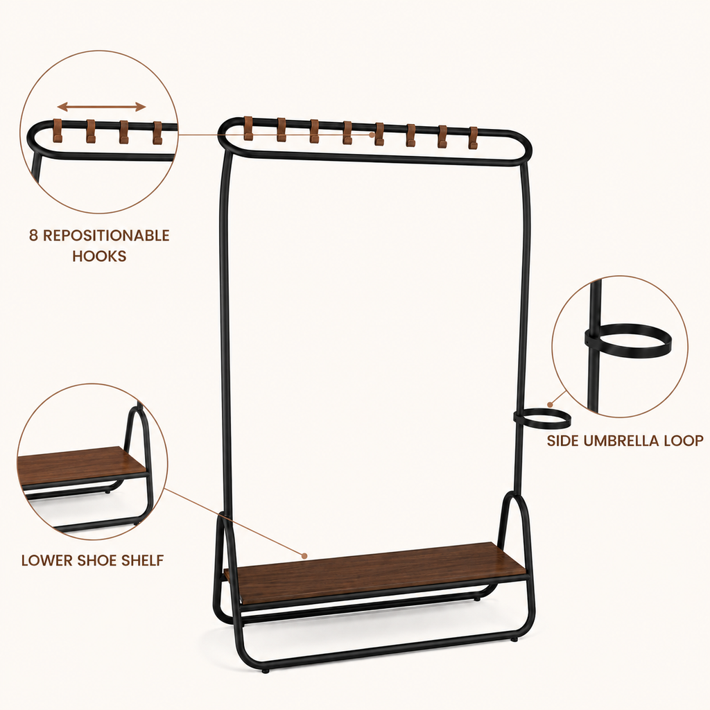 Loop-Rail Freestanding Coat Rack
