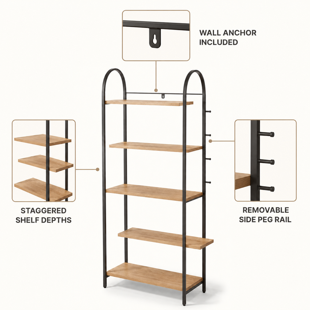 Offset-Arch 5-Tier Display Shelf