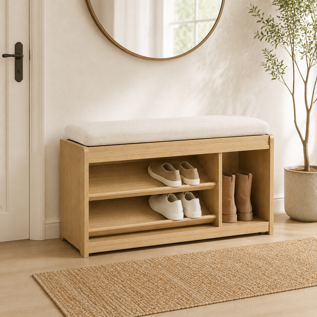 Lift-Rail Entryway Shoe Bench