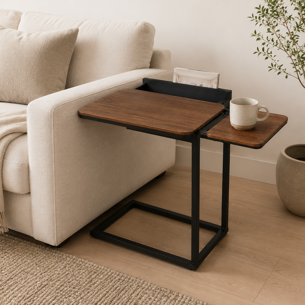 Rail-Pocket Sofa Side Table