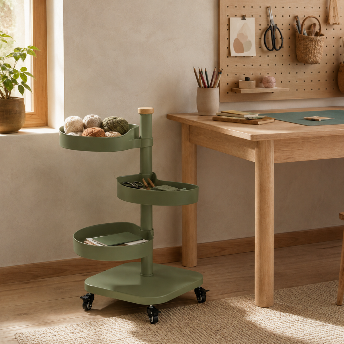 Petal-Pivot 3-Tier Rolling Cart