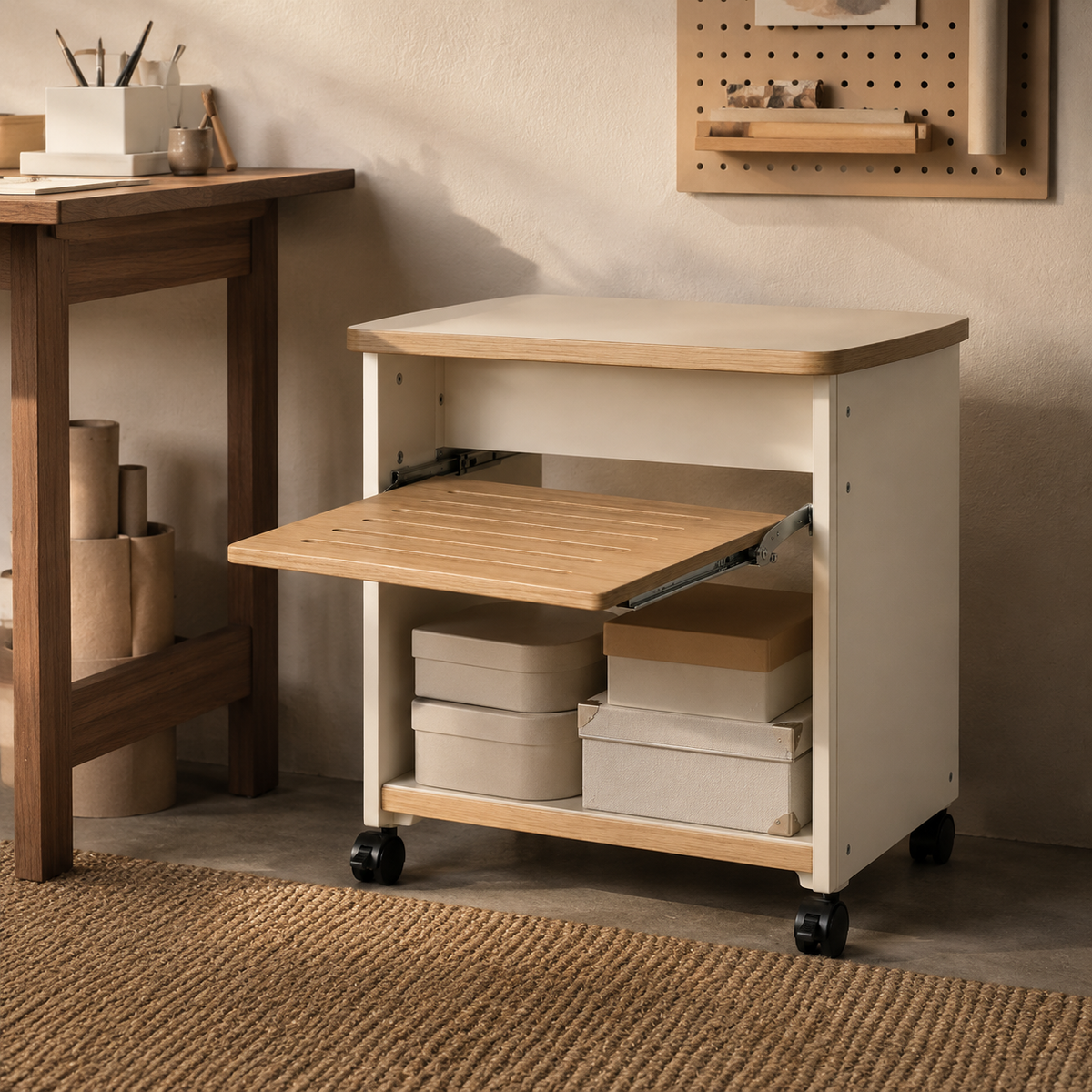 Slide-Arc 2-Tier Printer Stand