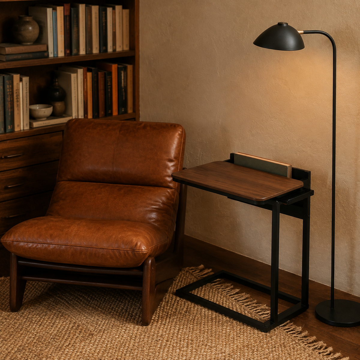 Rail-Pocket Sofa Side Table